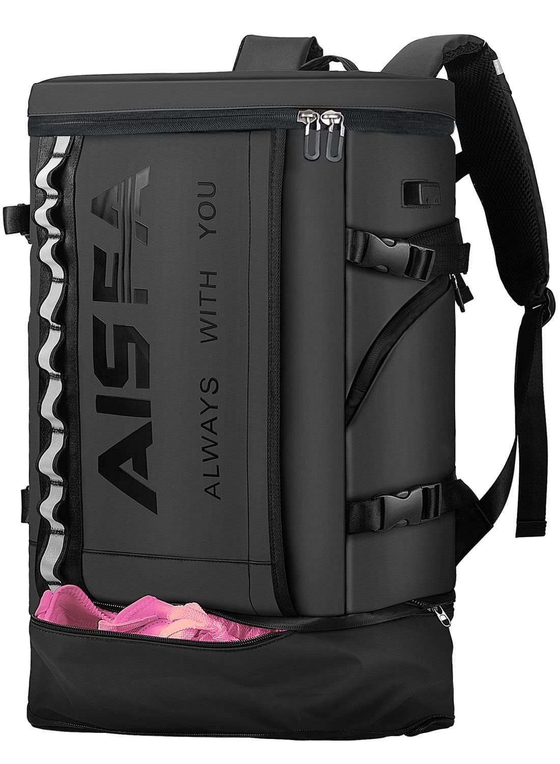 【数量限定】大容量30L bag ラップトップバック PC 17インチ USB充電機能付き 25個ポケット 180度開閉可能 防水 アウトドア旅行 ビジネスリュック リュックメンズ [SANRUIHE]