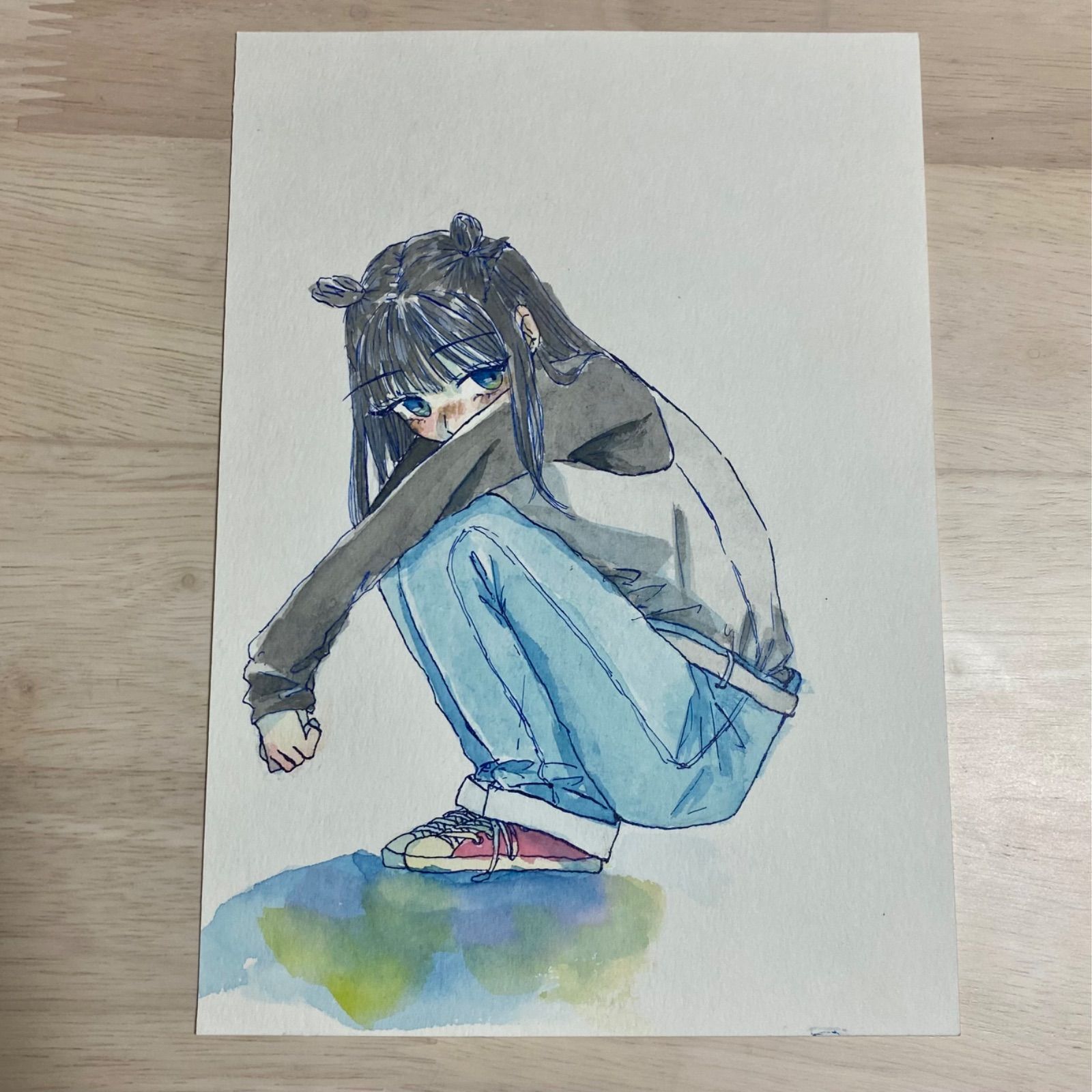 手描きイラスト オリジナル B5サイズ 創作 原画 春 桜 ピンク 花