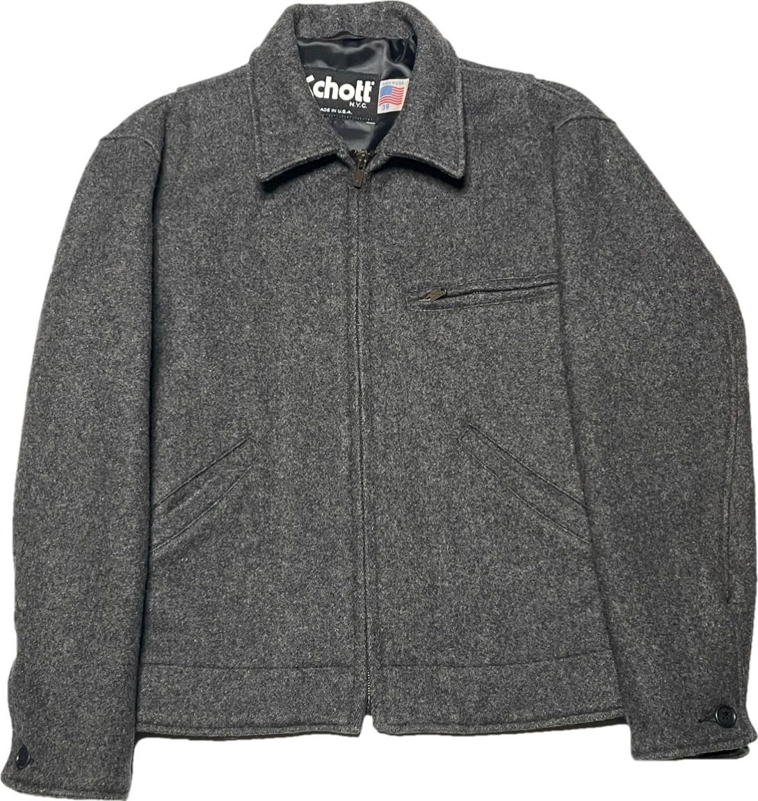 米国製 SCHOTT 襟付きシングルライダースジャケット