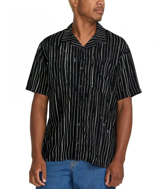 【送料無料】 ボルコム メンズ シャツ トップス Mistostone Stripe Short Sleeve Woven Shirt Black White