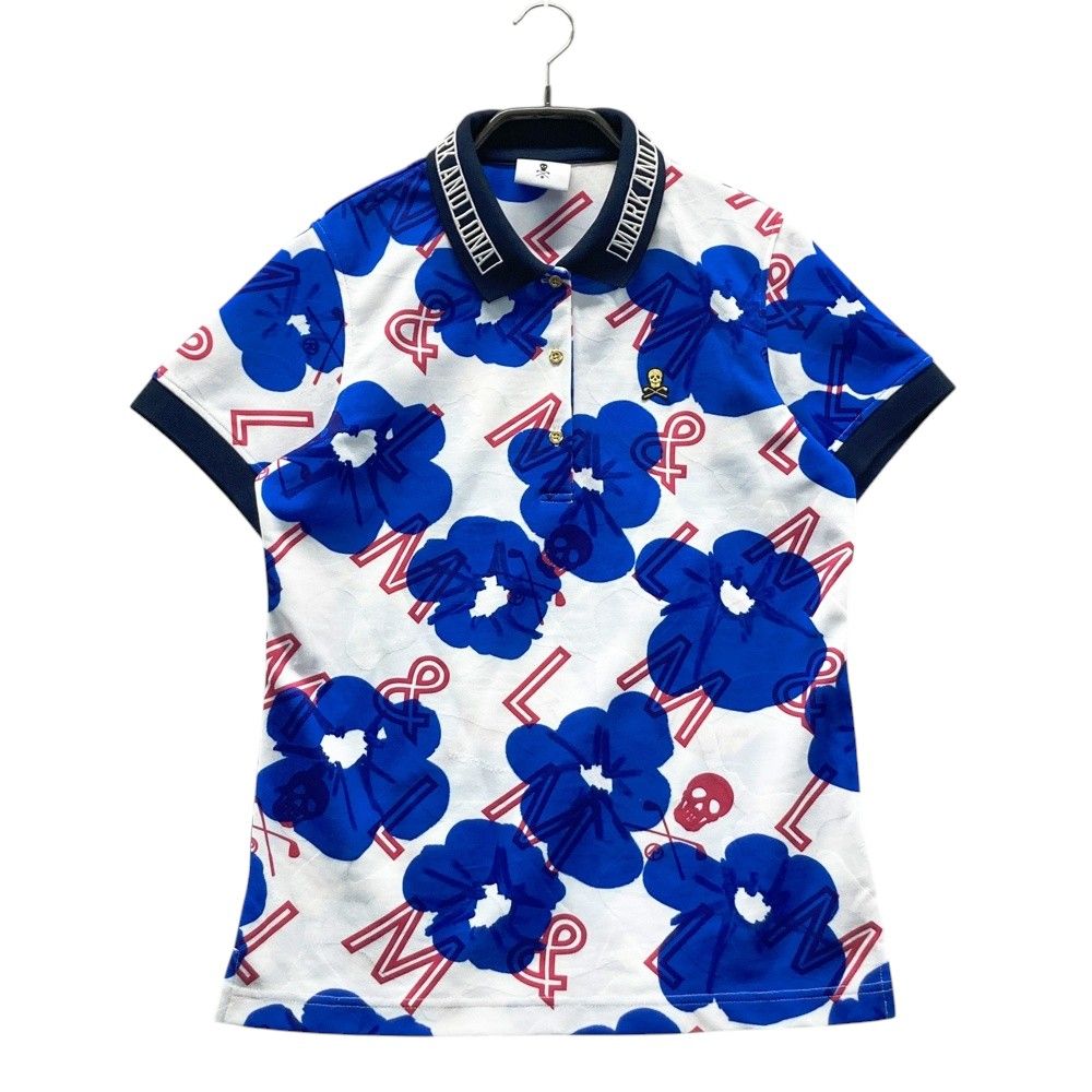 サイズ 38 MARK-LONA マークアンドロナ 半袖ポロシャツ カモフラ 総柄 ホワイト系 240101539059 ゴルフウェア レディース ストスト