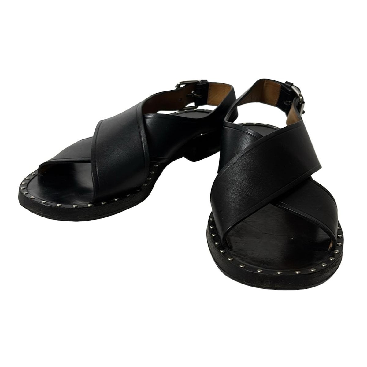 Church s チャーチ サンダル 36 レディース - 黒 スタッズ アウトソール張替済 レザー
