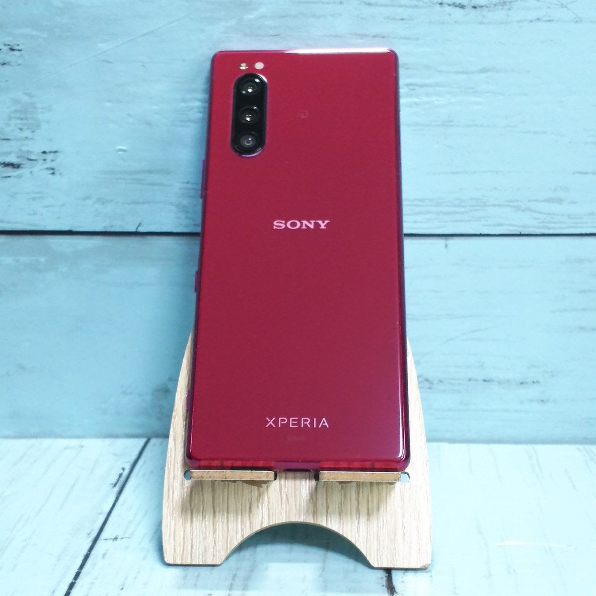 au Xperia5 SOV41 レッド 本体 白ロム SIMロック解除済み SIMフリー 美