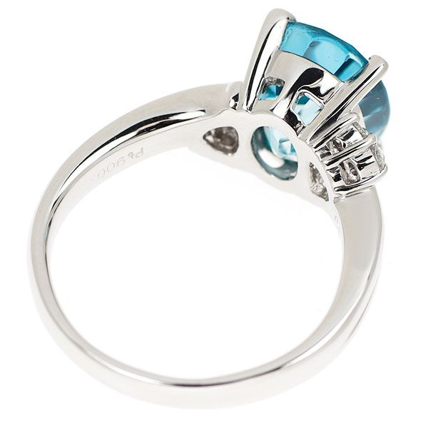 Pt900 ブルージルコン ダイヤモンド リング 6.83ct D0.13ct