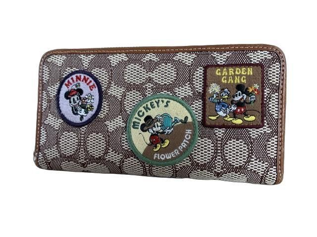 COACH コーチ ディズニーコラボ 長財布 シグネチャー ワッペン ブラウン 44845145