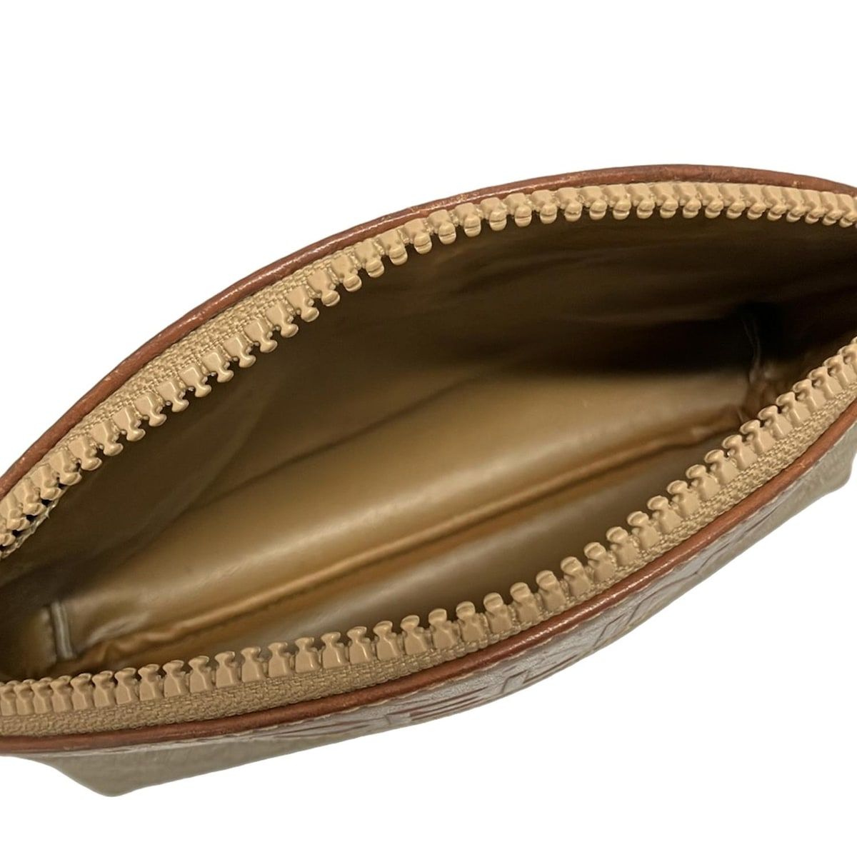 CELINE セリーヌ ポーチ マカダム柄 ベージュ×ブラウン レザー DECORATOM_COM_BR