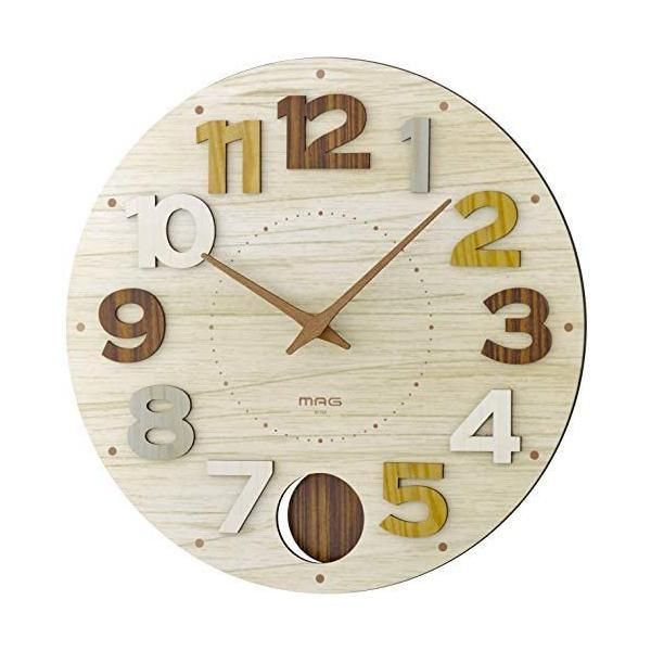 MAG(マグ) 掛け時計 振り子 アナログ クッキー 秒針なし 立体文字 木製