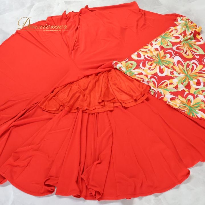 【美品 フラメンコ衣装】レッド×花柄 ワンピース ドレス 赤 ボランテ フリル 美品 フラメンコ衣装】レッド×花柄 ワンピース ドレス 赤 ボランテ