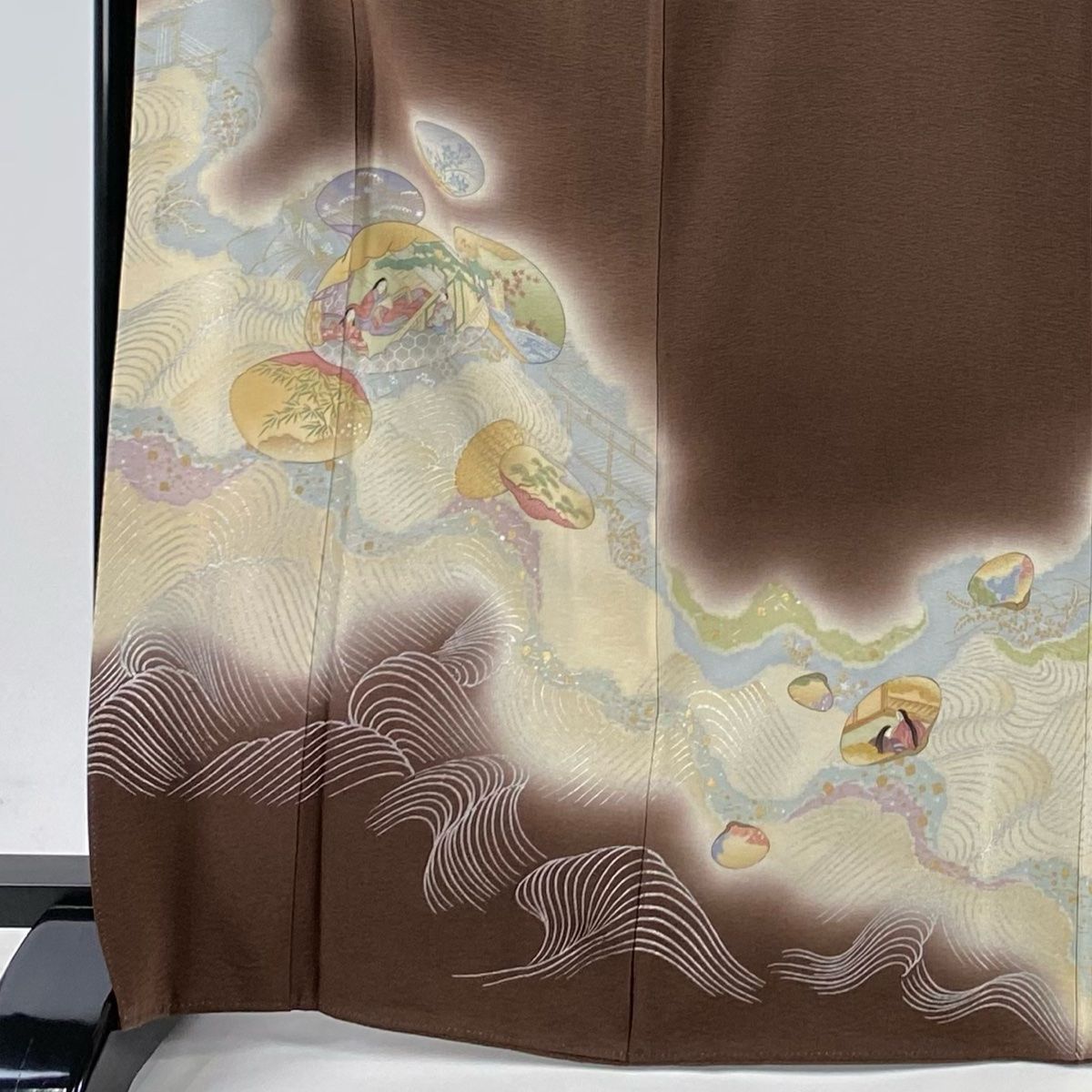 盛夏SALE❣️こげ茶の粋な訪問着。175㎝まで。未使用品 盛夏SALE❣️こげ茶の粋な訪問着。175㎝まで。未使用品