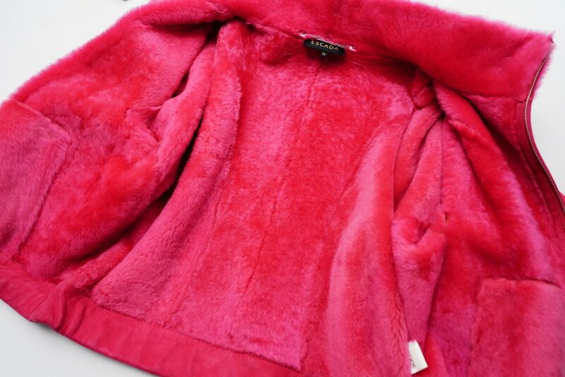 □美品□ESCADA エスカーダ ムートン ジャケット ブルゾン サイズ34  