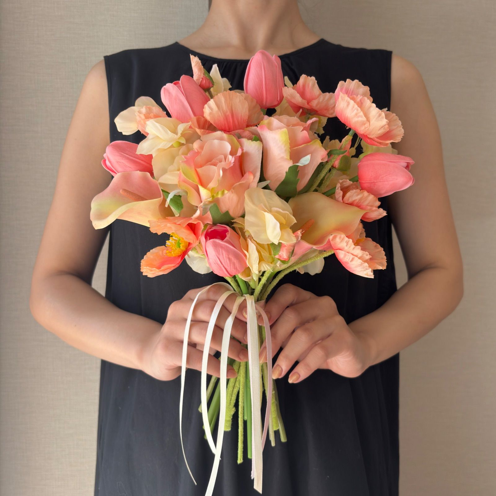 54. ブートニア付 ウェディングブーケ アーティシャルフラワー造花