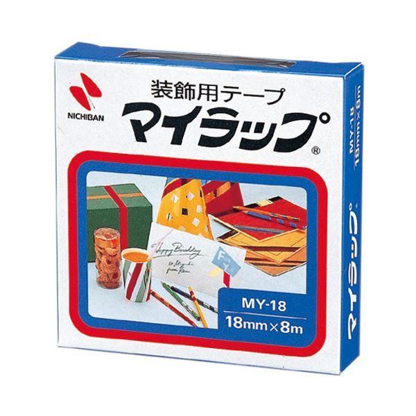 (まとめ) ニチバン 装飾用テープ マイラップ幅18mm×長さ8m 金 MY-1