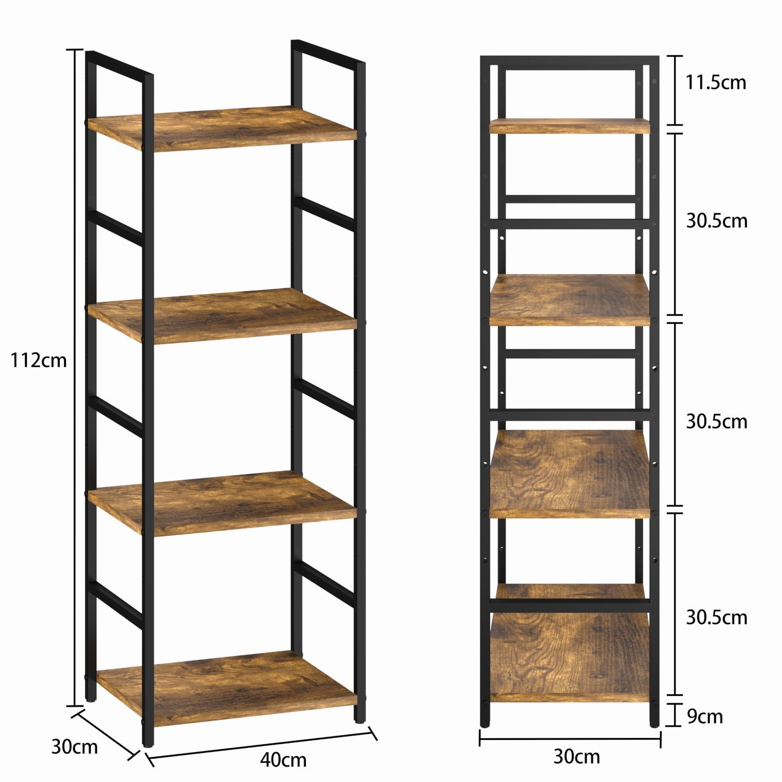 人気商品】(レトロ 幅40×奥行30×高さ112cm) スリム スリム スリム 本棚