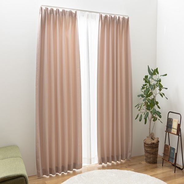カーテン ドレープカーテン 遮光 3級遮光 洗える シンプル ストライプ ナチュラル カジュアル タッセル付き ウォッシャブル 幅200cm 長さ190 cm 1枚 ピンク