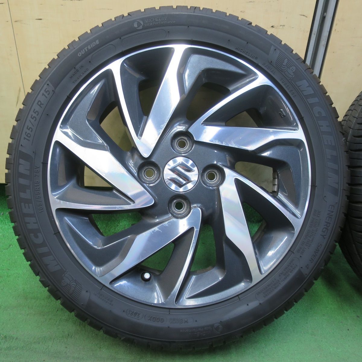 4本価格 21年 スズキ スペーシア カスタム 純正 165 55R15 ミシュラン エナジーセイバー4 15インチ PCD100 4H 5092308イノ