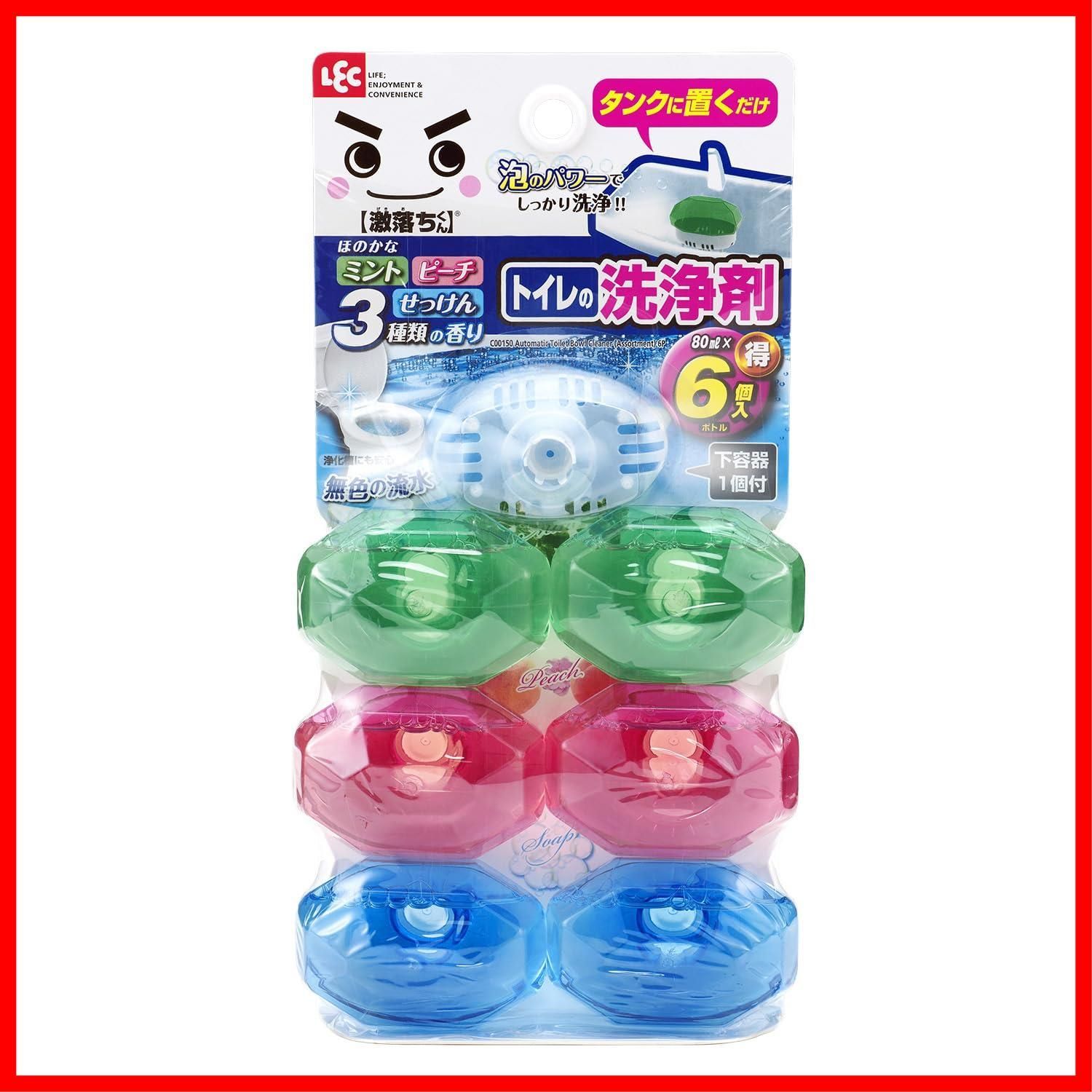 新着商品 ミント ピーチ せっけん 本体 ボトル6個付き 3種の香りアソート 80ml トイレの洗浄剤 タンクにポン 無色 激落ちくん レック LEC