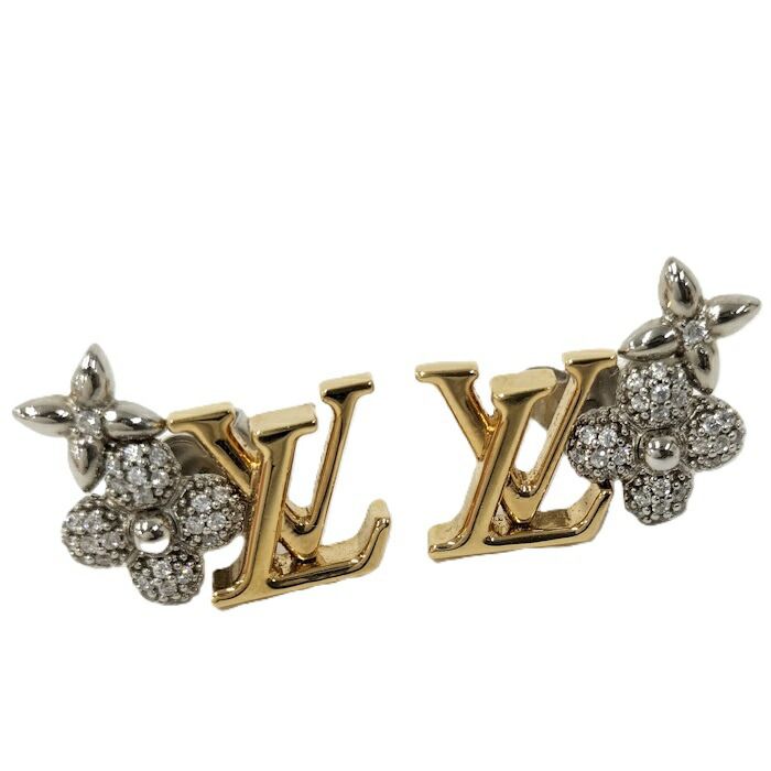 LOUIS VUITTON ピアス LVグラム ピュス GP シルバー M01624