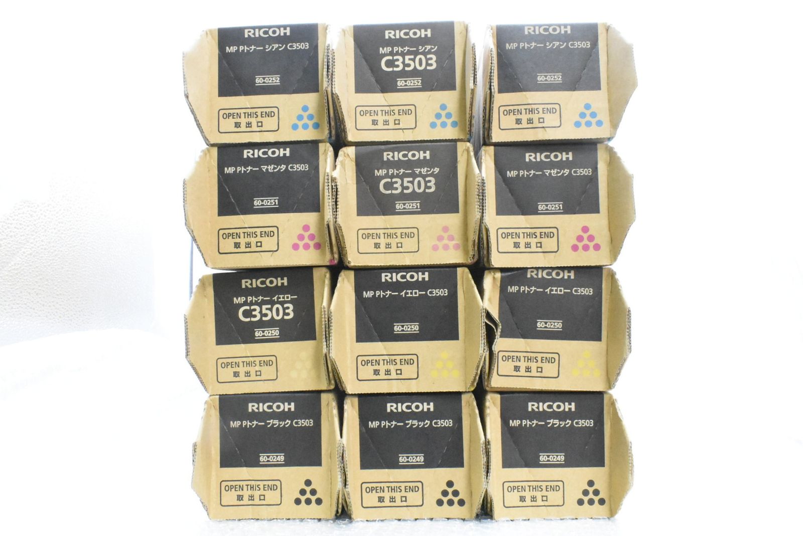 RICOH 純正 トナー C3503 4色12本 シアン マゼンタ イエロー ブラック×各3 リコー ITK3X5MKKFYY-D-N18-byebye