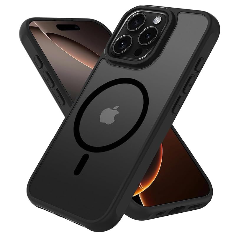 AnqrpiPhone16ケース[Magsafe対応]マグネット搭載マグセーフ充電対応半透明マット感耐衝撃米軍MIL規格指紋防止ストラップホール付きスマホケースアイフォン16カバー6.1インチパープル