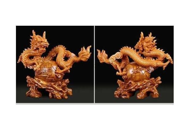 龍彫刻精工オフィス装飾風水祥龍置物テ〔一工芸品事務所置物開運金を
