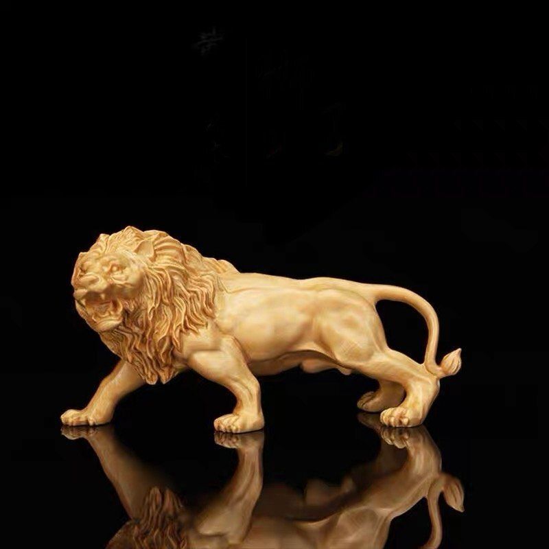 【60％OFF】 獅子 置物 獅子吼 獅子頭 木彫ライオン 猫科 百獣の王 置物 動物 彫刻・オブジェ
