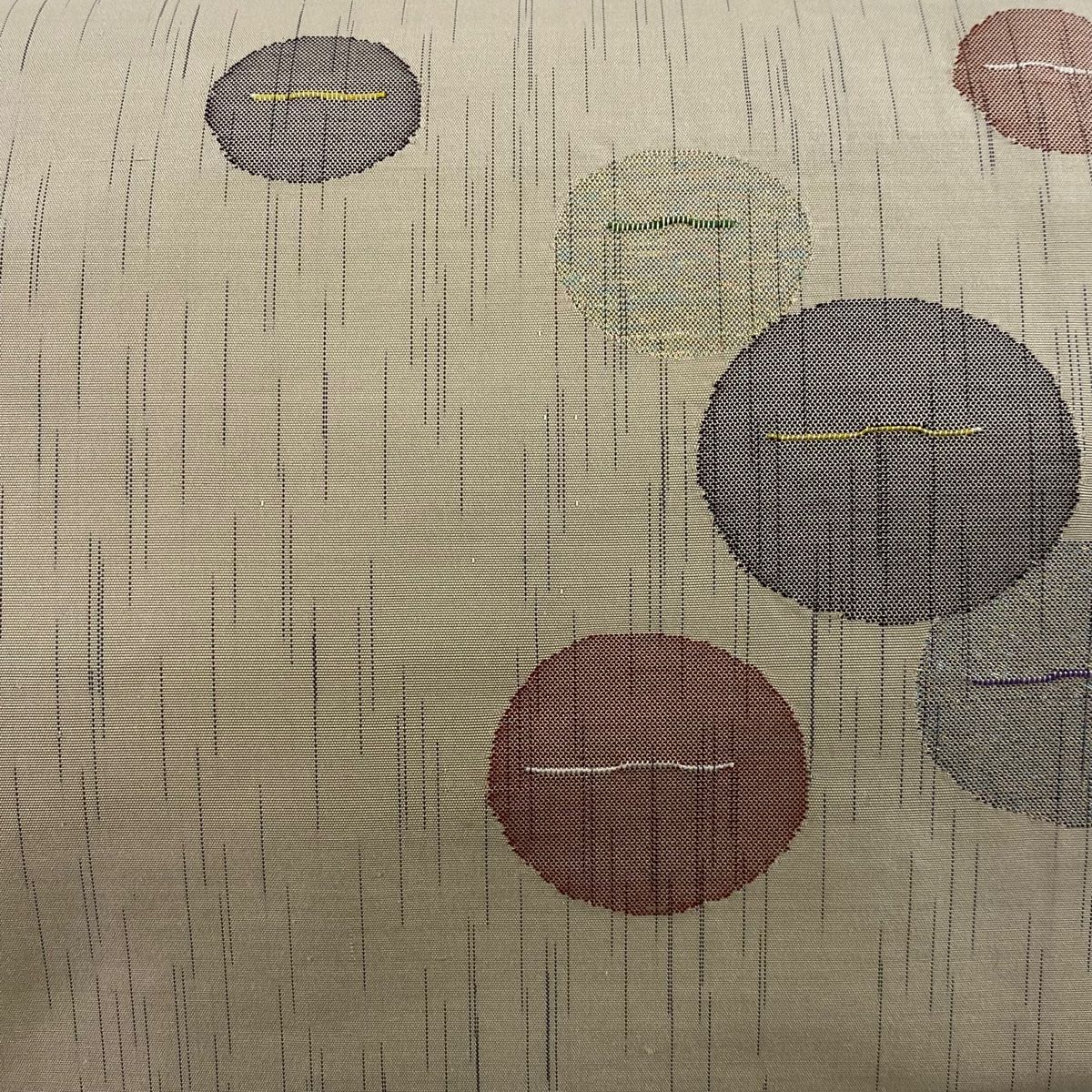 名古屋帯 美品 秀品 丸文 幾何学模様 箔 ベージュ 正絹 【中古