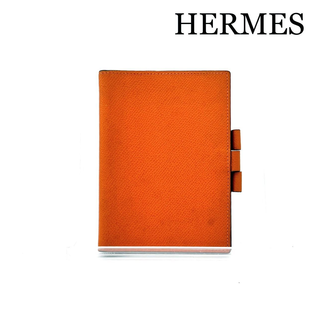 エルメス シェーブル アジェンダジップ 手帳カバー カード オレンジ F