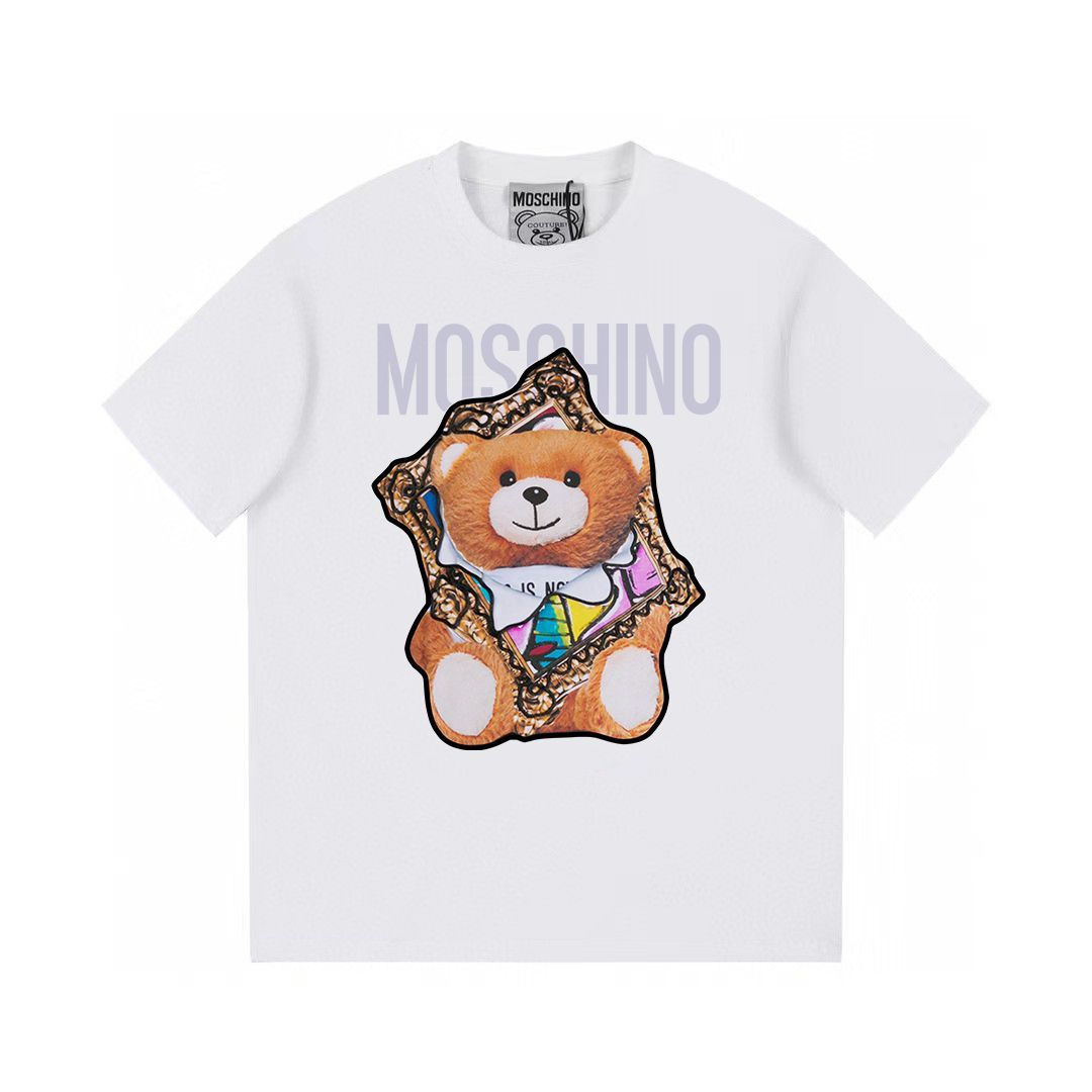 Moschino モスキーノ ピクチャーフレーム ベア プリント半袖Tシャツ