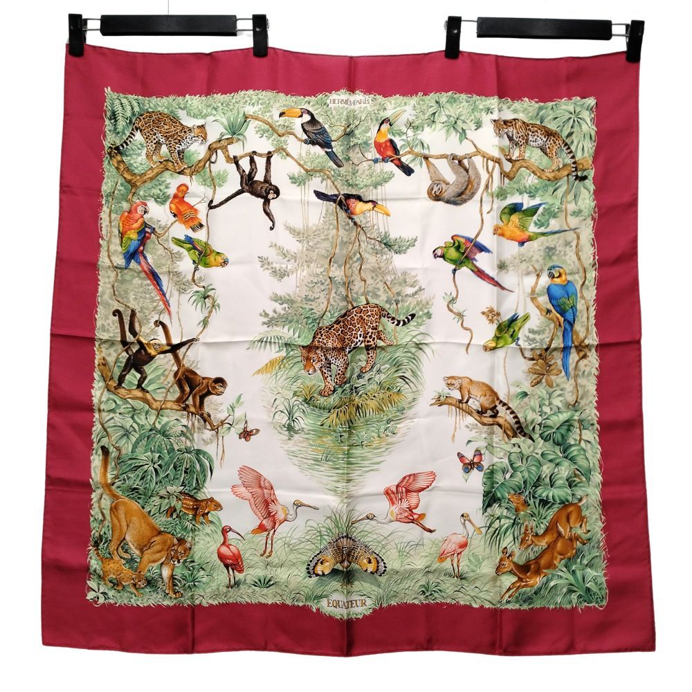 HERMES エルメス シルク スカーフ カレ90 EQUATEUR 赤道直下 レッド | 50251