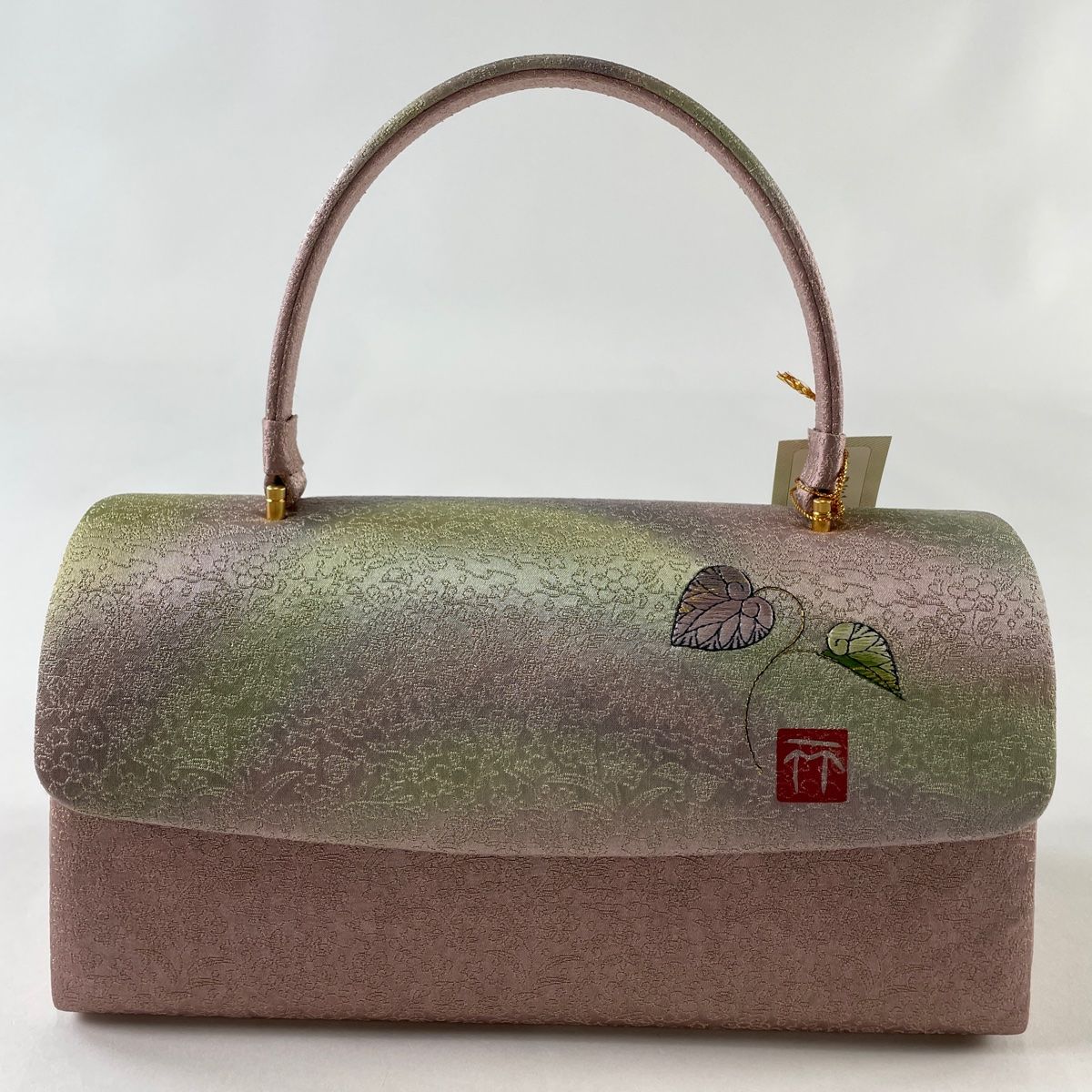 和装バッグ 美品 名品 フォーマル 落款有 久保田一竹工房 草花 金糸