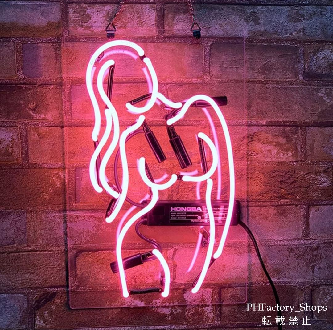 ネオンサイン ネオン管 セクシーシルエット ピンク 壁掛け用 ネオン オーダーメイド 壁掛け インテリア 店舗装飾 室内装飾 35.5×21cm A299