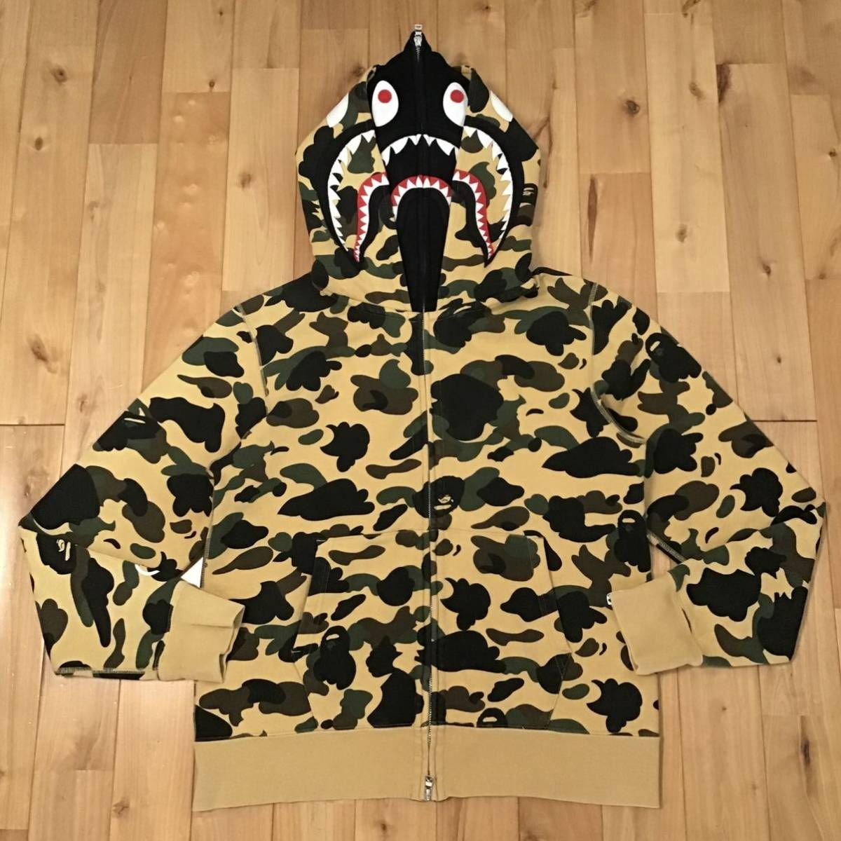 1st camo yellow ダブル シャーク パーカー Mサイズ double shark full