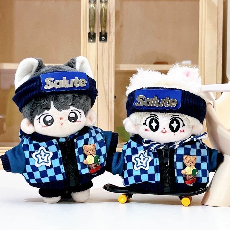 最新のデザイン ぬい服 10cm.20cm】 かっこいい ストリートコーデ 韓国風 青色 着せ替え服・アウトフィット