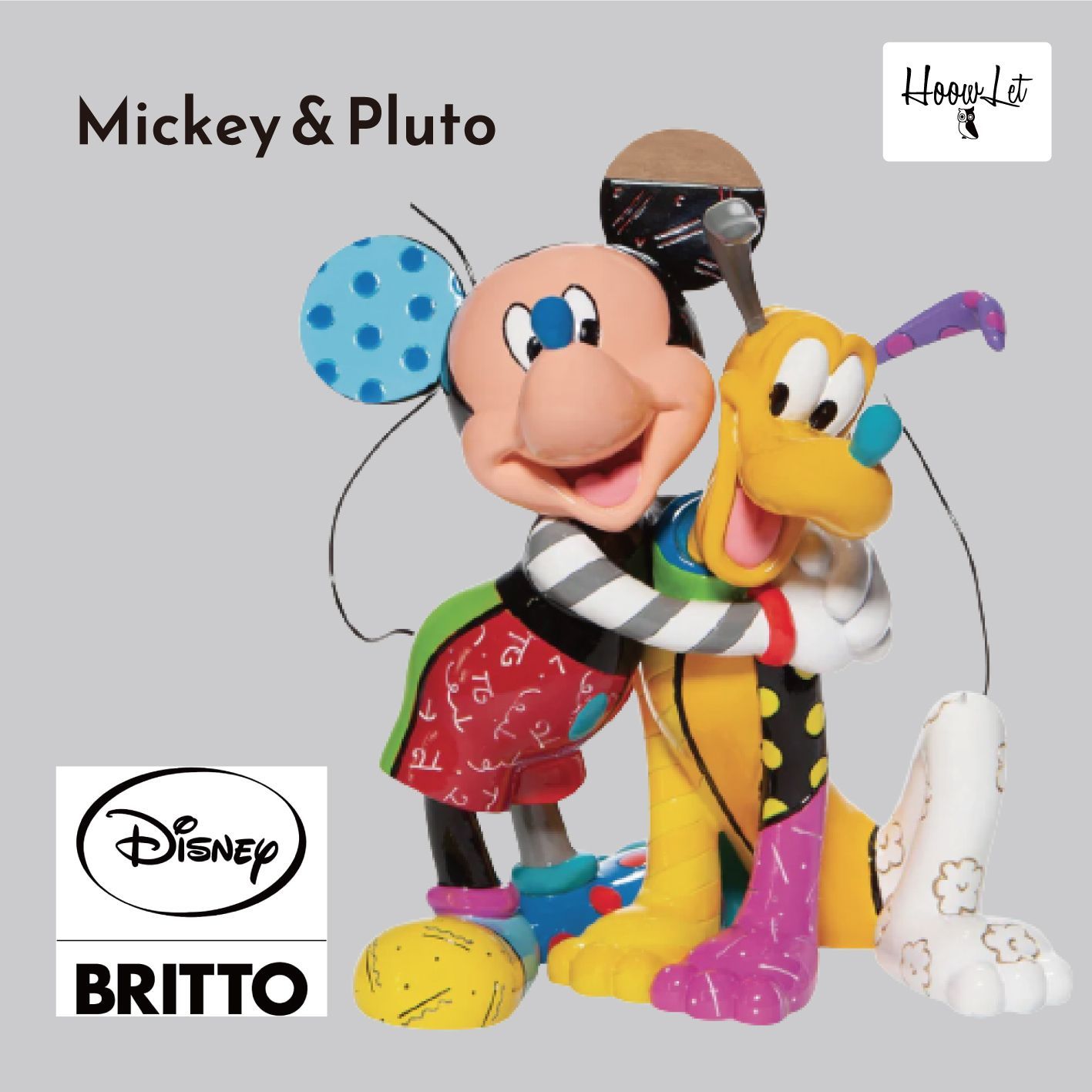 エネスコ ディズニー ブリット ミッキー プルート フィギュア 人形 置物 インテリア プレゼント Enesco Disney by Romero  Britto Mickey Mouse Hugging Pluto Figurine