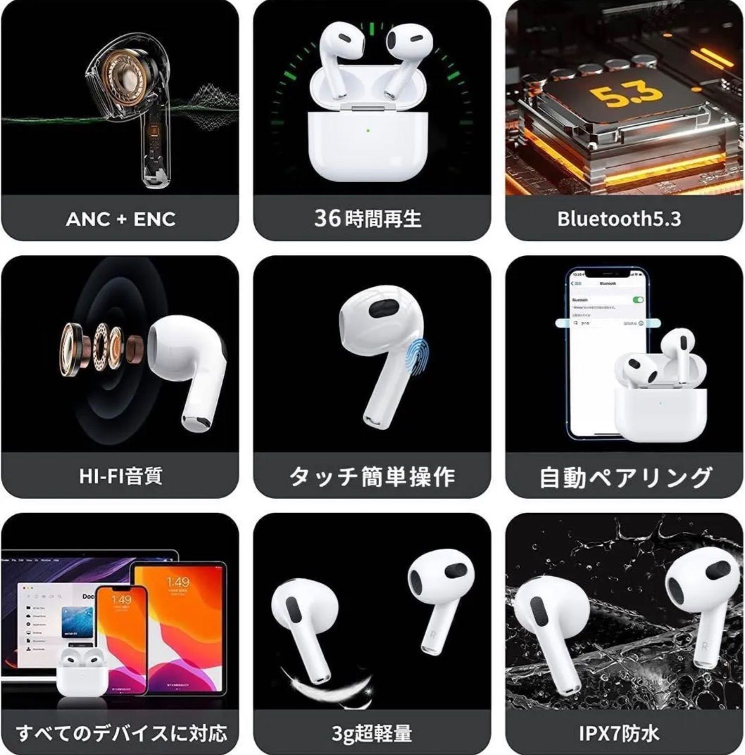 ReaL 3 ワイヤレスイヤホンノイズキャンセリングBluetooth 5.3 - メルカリ