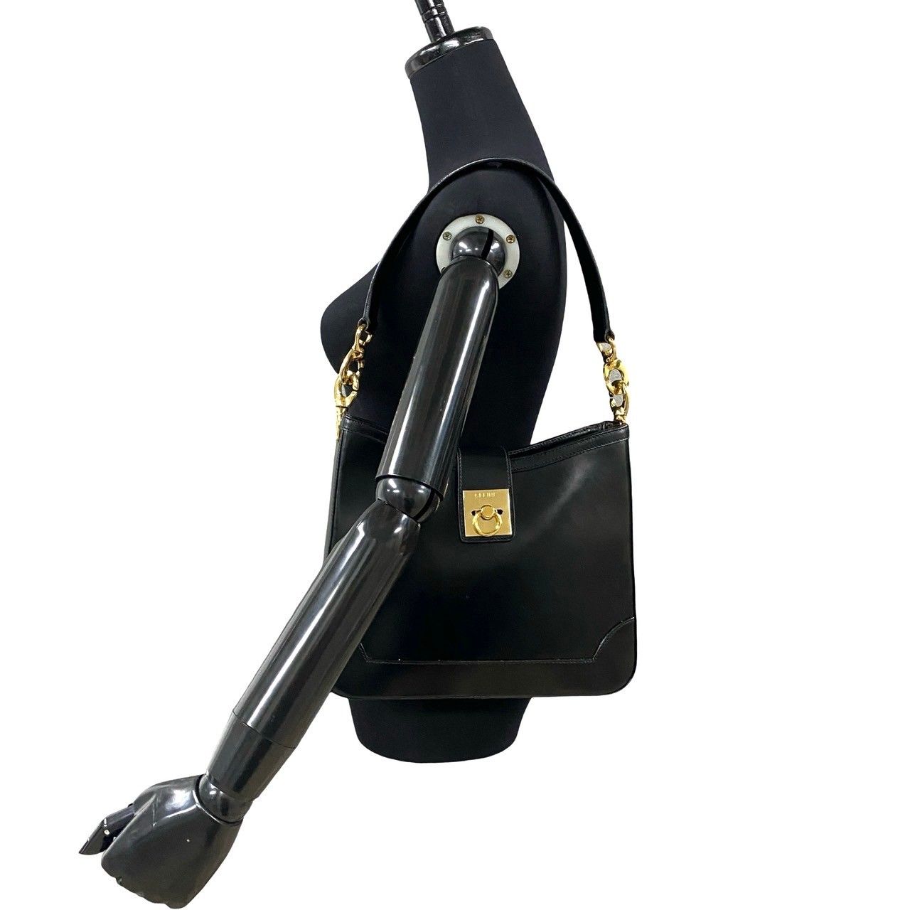 極 美品 CELINE セリーヌ ロゴ リング 金具 レザー 本革 ショルダー 