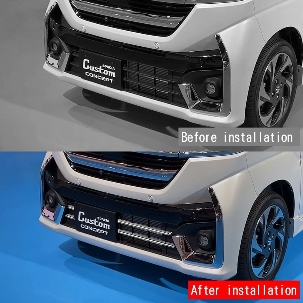 24年式スズキ スペーシア カスタム MK04系 フロントロアグリルガーニッシュ 中央グリル メッキモール 4点セット 010 FFCRYSTALESIA_COM