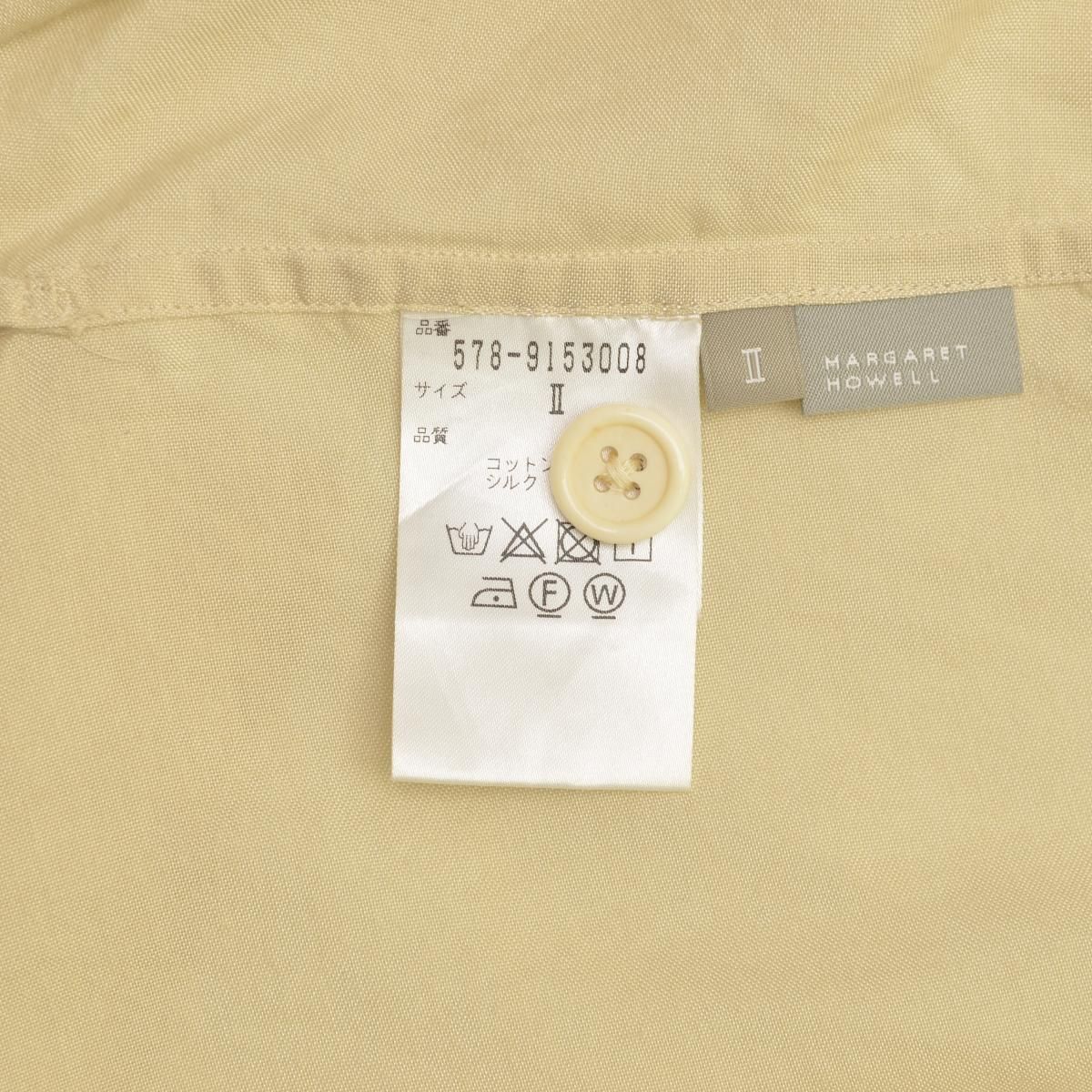 MARGARET HOWELL / マーガレットハウエル 578-9153008 コットンシルク バンドカラー 長袖シャツ MARGARETHOWELL】578-9153008 コットンシルク バンドカラー長袖