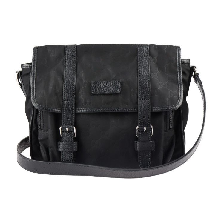 GUCCI グッチ ショルダーバッグ 510335 GGナイロン×レザー ブラック  