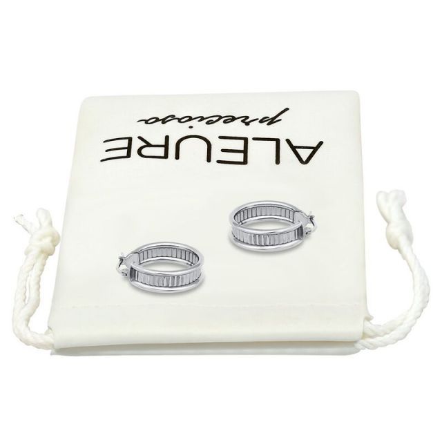 【送料無料】 Aleure Precioso レディース ピアス・イヤリング アクセサリー Aleure Precioso Sterling Silver Textured Center Hoop Earrings Sterling Silver