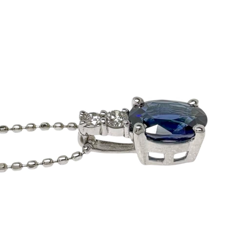 ネックレス サファイヤ・18K サファイア 1.02ct ダイヤモンド 計0.06ct ネックレス K18WG