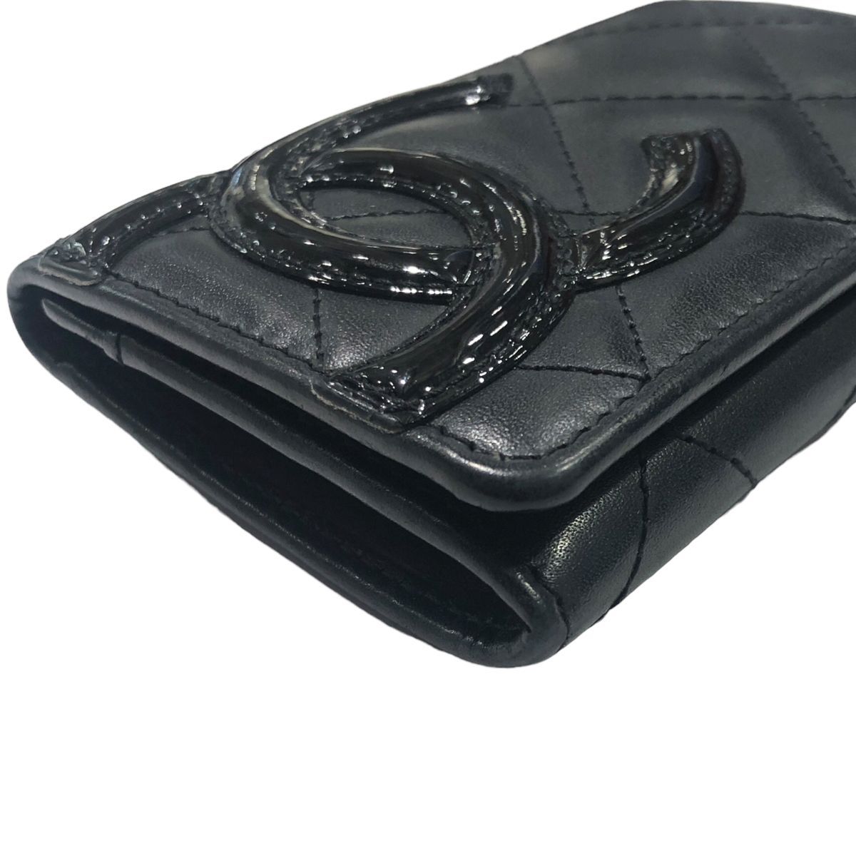 中古】 CHANEL シャネル カンボンライン カードケース ブラック