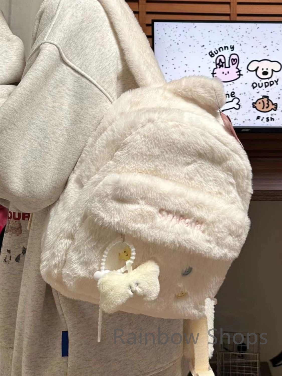 ダブル ショルダー 即 OK バッグ 女子 ぬいぐるみ 甘美 手提げ バッグ 通学 バッグ RlT3642