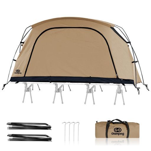 GOGlampingコットテント SKYEYECTPLUS テント自立式TC素材コット用カンガルー式インナーテントのみソロ1人用ツーリングドーム3WAYタイプ軽量アルミポール前後出入り口メッシュ天窓サイド窓