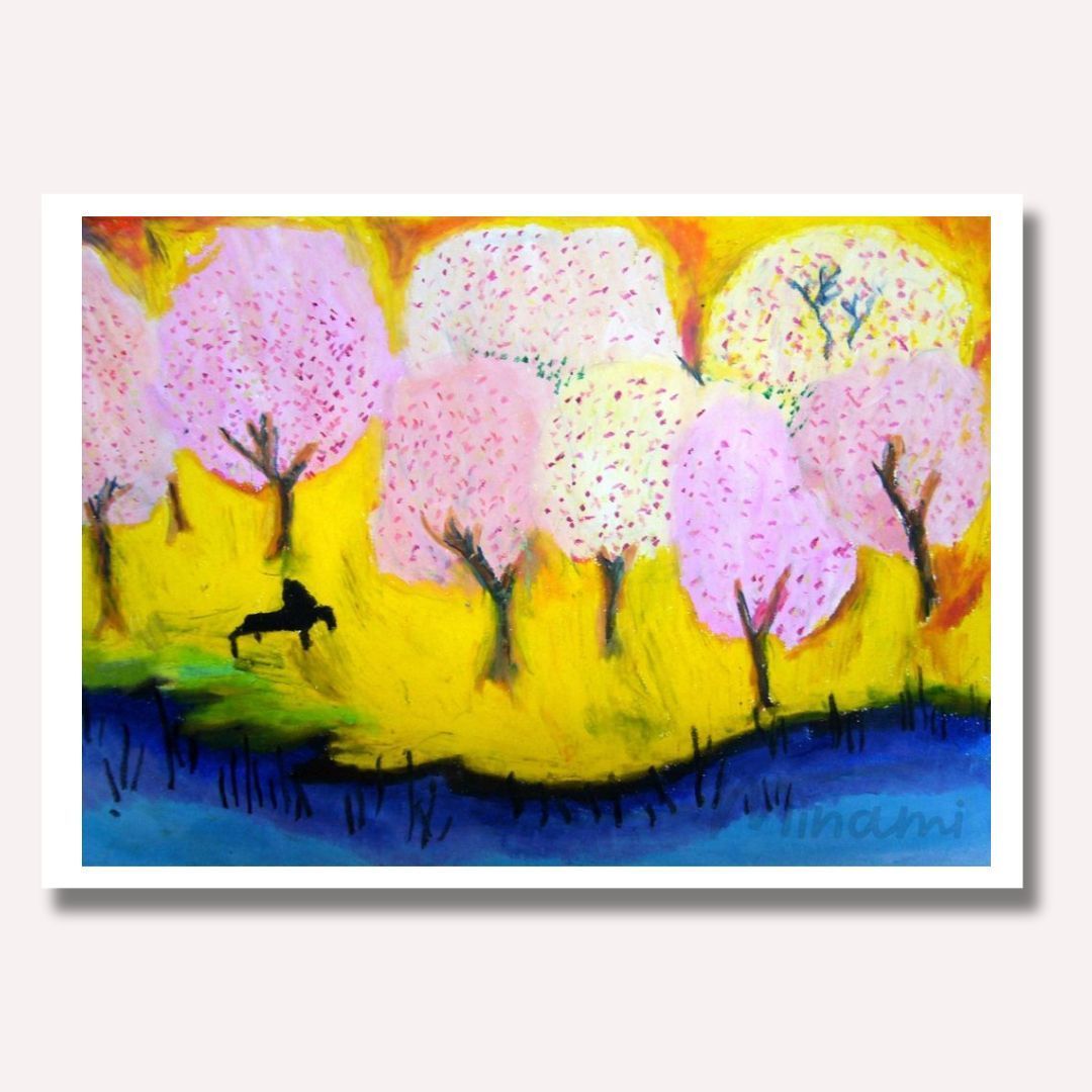 桜】自己の内面に深く響く桜の美しさと精神的な響きを描いたアート作品