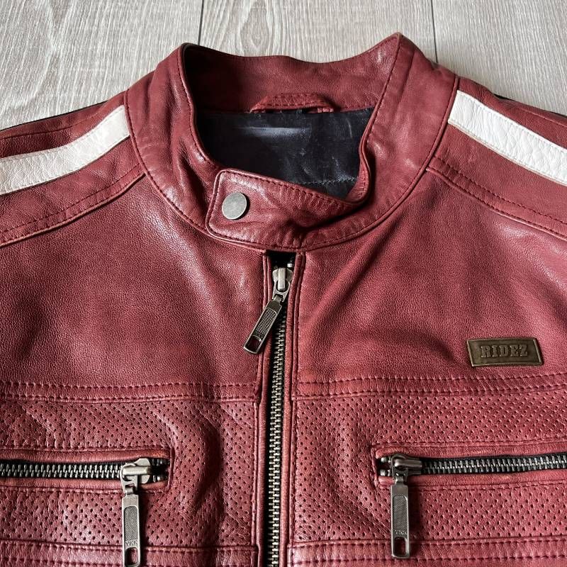 RIDEZ シングルライダースジャケット XXL ボルドー 羊革