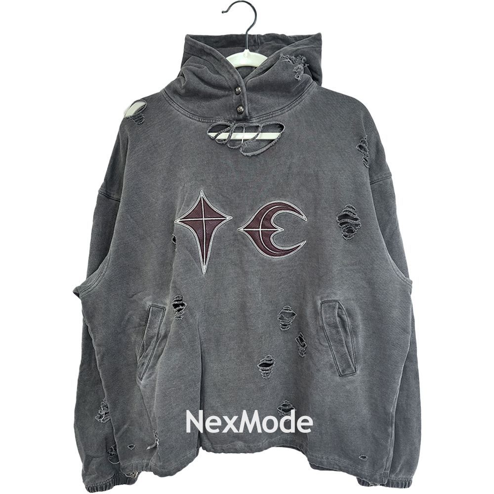 Thug Club(サグクラブ) クラブ ロック フード カーキ 埋葬 限定品 2  Rock Hoodie Hooded ダメージ加工 パーカー