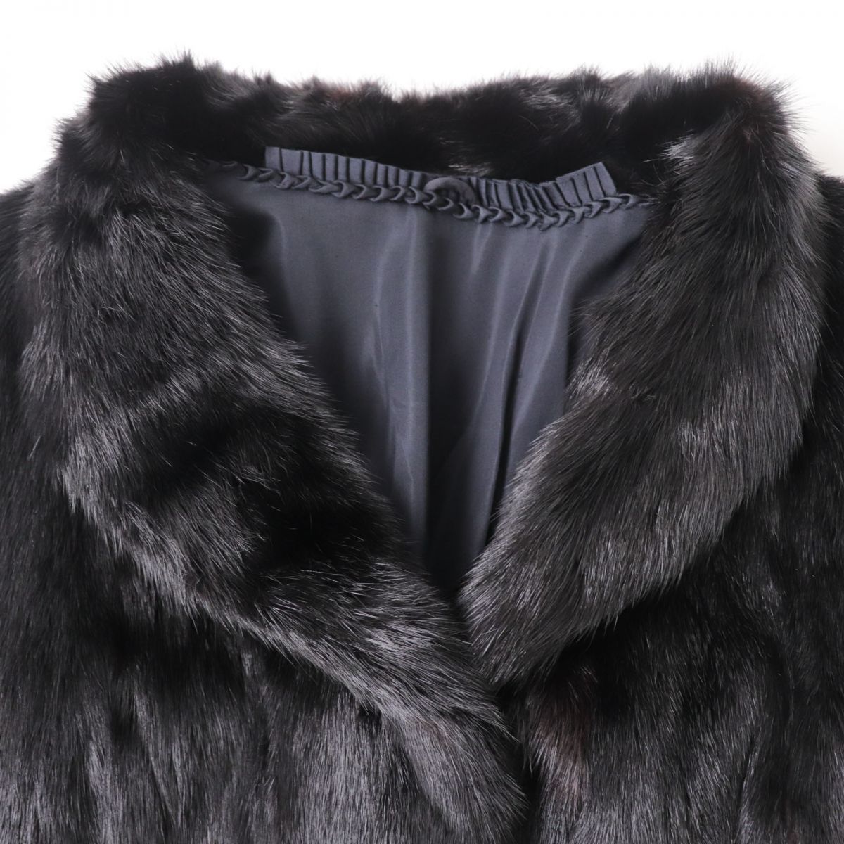 美品☆MINK ミンク 本毛皮コート ブラック 13号 毛質艶やか