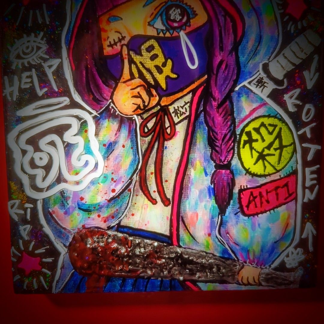【一点物イラストアート】ヤラなきゃヤラれる【現代アート/イラスト】 ✡2024/F0号✡】ヤラなきゃヤラれる（仮） 現代アート/イラスト