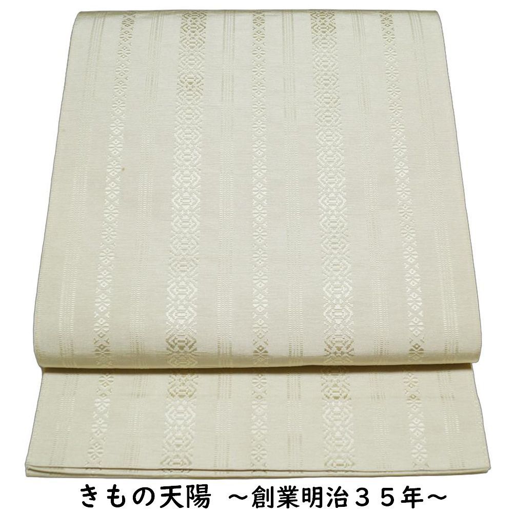 八寸名古屋帯 博多織 献上縞模様 薄い絹鼠色系 正絹 全通柄 名古屋帯 名古屋帯 リサイクル 名古屋 帯 博多の帯 正絹 リサイクル着物 名古屋帯 白